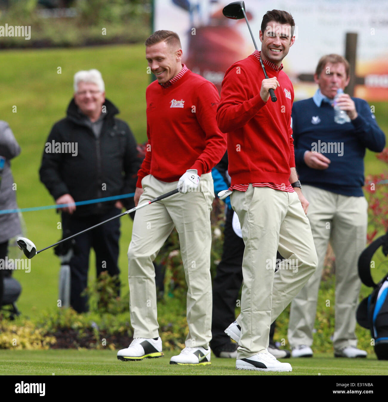 Celebrità competere nella tazza di Celebrity Golf Tournament come parte del Golf Live al Celtic Manor hotel e campo da golf con: Matt Johnson,Craig Bellamy dove: Newport, Wales quando: 11 Maggio 2013 Foto Stock