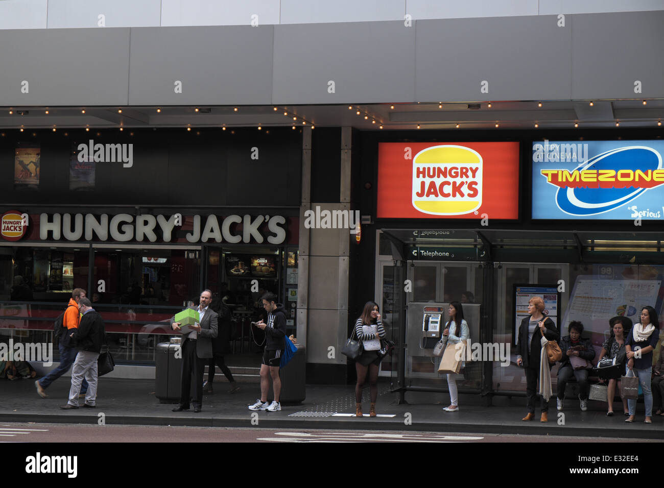 Hungry Jacks restaurant cafe su George Street, Sydney, Australia Foto Stock