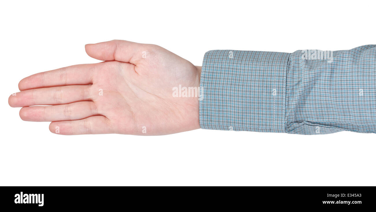 Aprire cinque dita diritta lato gesto isolato su sfondo bianco Foto Stock