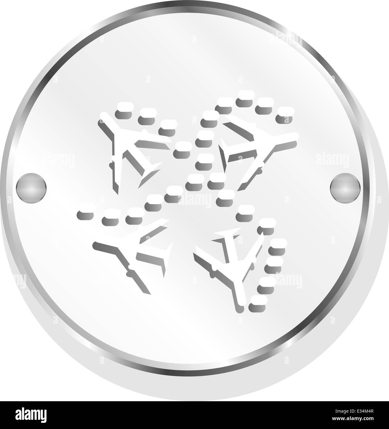 Il piano set su icona pulsante lucida isolato su bianco Foto Stock