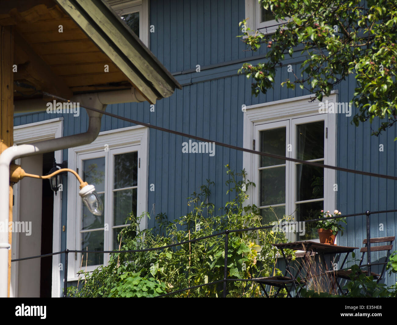 Dettaglio dal vecchio pannellate in legno case in Drobak Norvegia Foto Stock