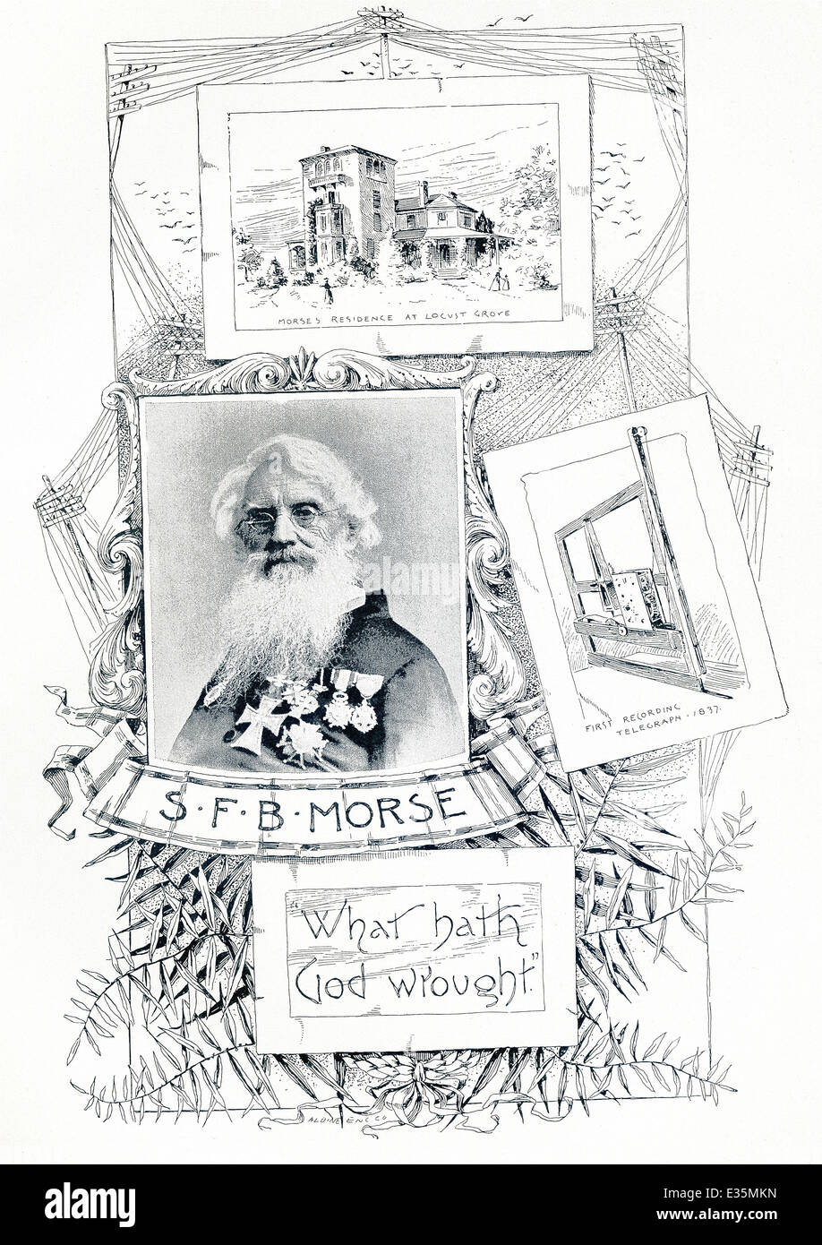 Samuel Morse ha inventato il telegrafo elettrico, ha ideato il codice Morse e sperimentato con cavo sottomarino di telegrafia. Foto Stock