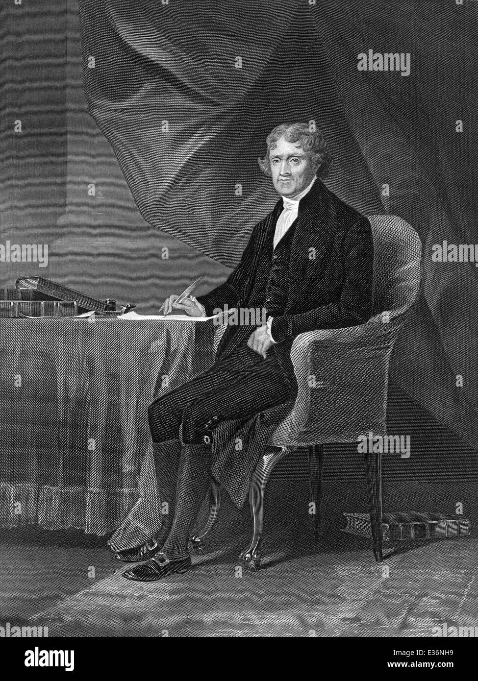 Thomas Jefferson, 1743 - 1826, il terzo presidente degli Stati Uniti e il principale autore della Dichiarazione di Indipendenza Foto Stock