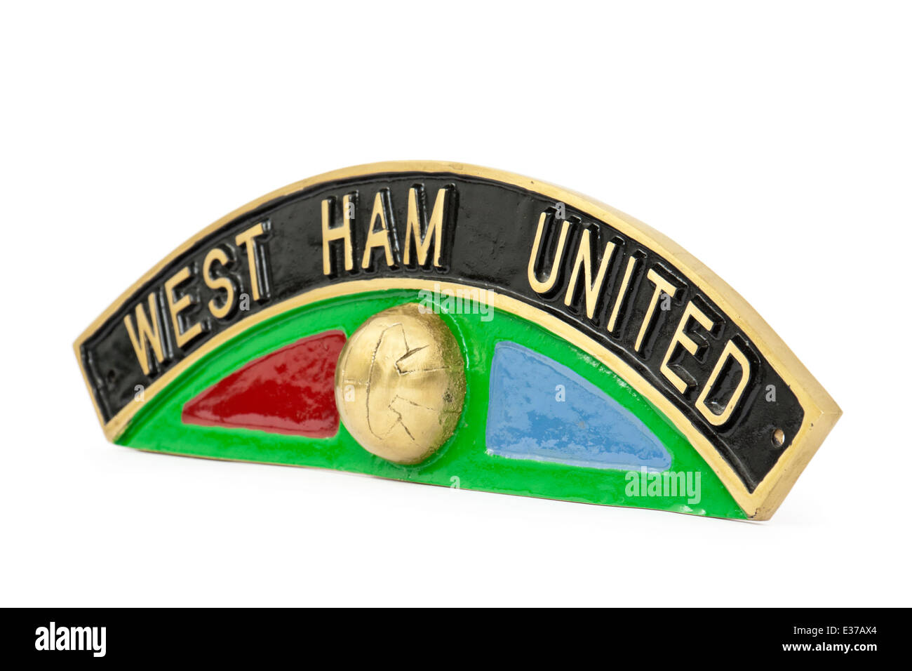 Vintage 'West Ham United' nome piastra dalla classe LNER B17 locomotiva a vapore. Foto Stock