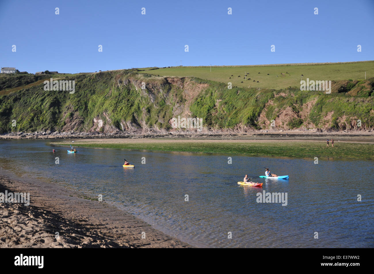 In canoa sul fiume Avon in Bantham nel sud prosciutti, Devon, Regno Unito Foto Stock