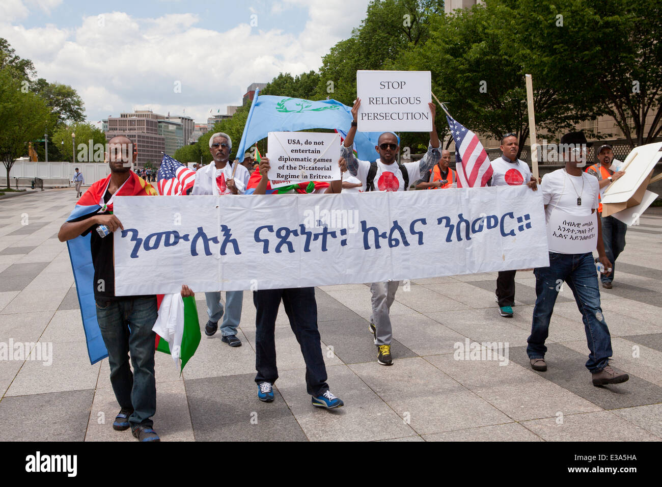 Eritrei protestare per il cambiamento democratico e dei diritti umani in Eritrea - Washington DC, Stati Uniti d'America Foto Stock