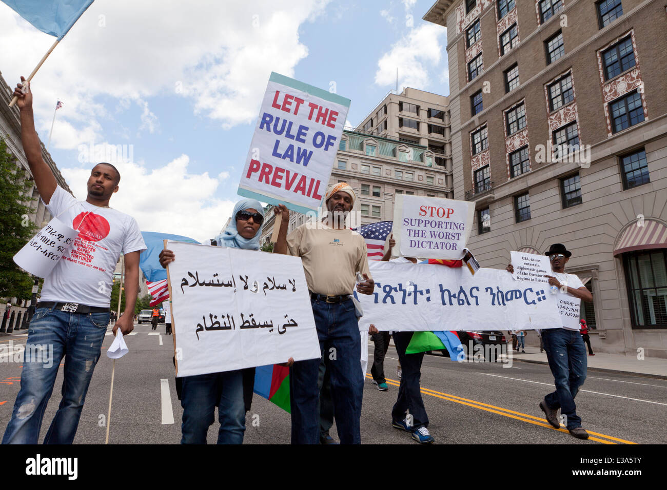 Eritrei protestare per il cambiamento democratico e dei diritti umani in Eritrea - Washington DC, Stati Uniti d'America Foto Stock