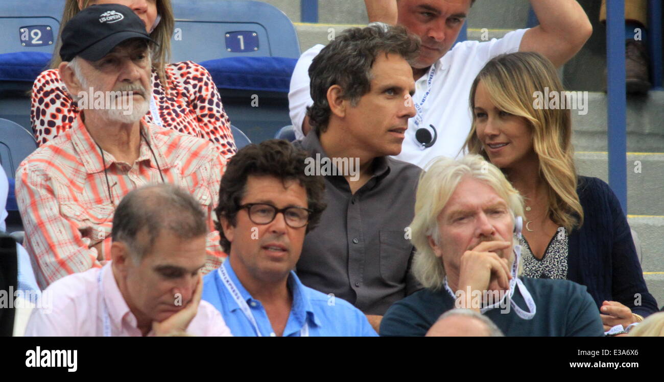 Celebrità frequentare 13 giorno a US Open Tennis con: Sean Connery,Ben Stiller,Christina Taylor,Richard Branson dove: New York City, NY, Stati Uniti quando: 08 Set 2013 Foto Stock