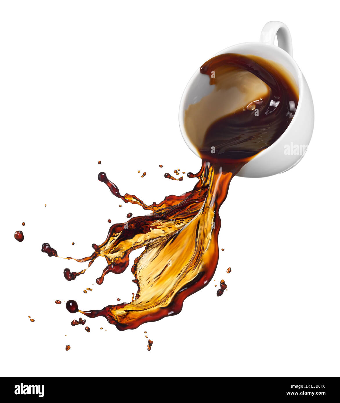 Tazza di rovesciare il caffè nero con splash Foto Stock