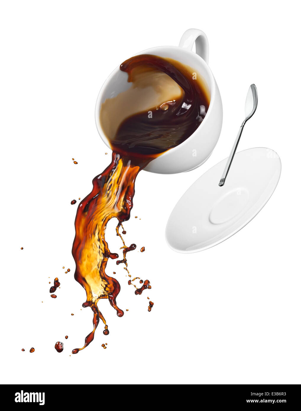 Tazza di rovesciare il caffè nero con splash Foto Stock