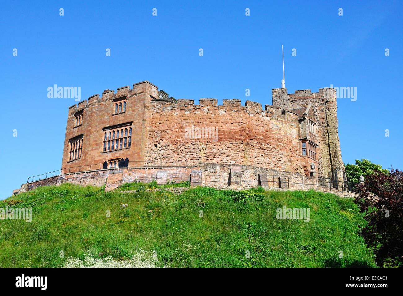 Vista del castello normanno, il Tamworth, Staffordshire, Regno Unito, Europa occidentale. Foto Stock