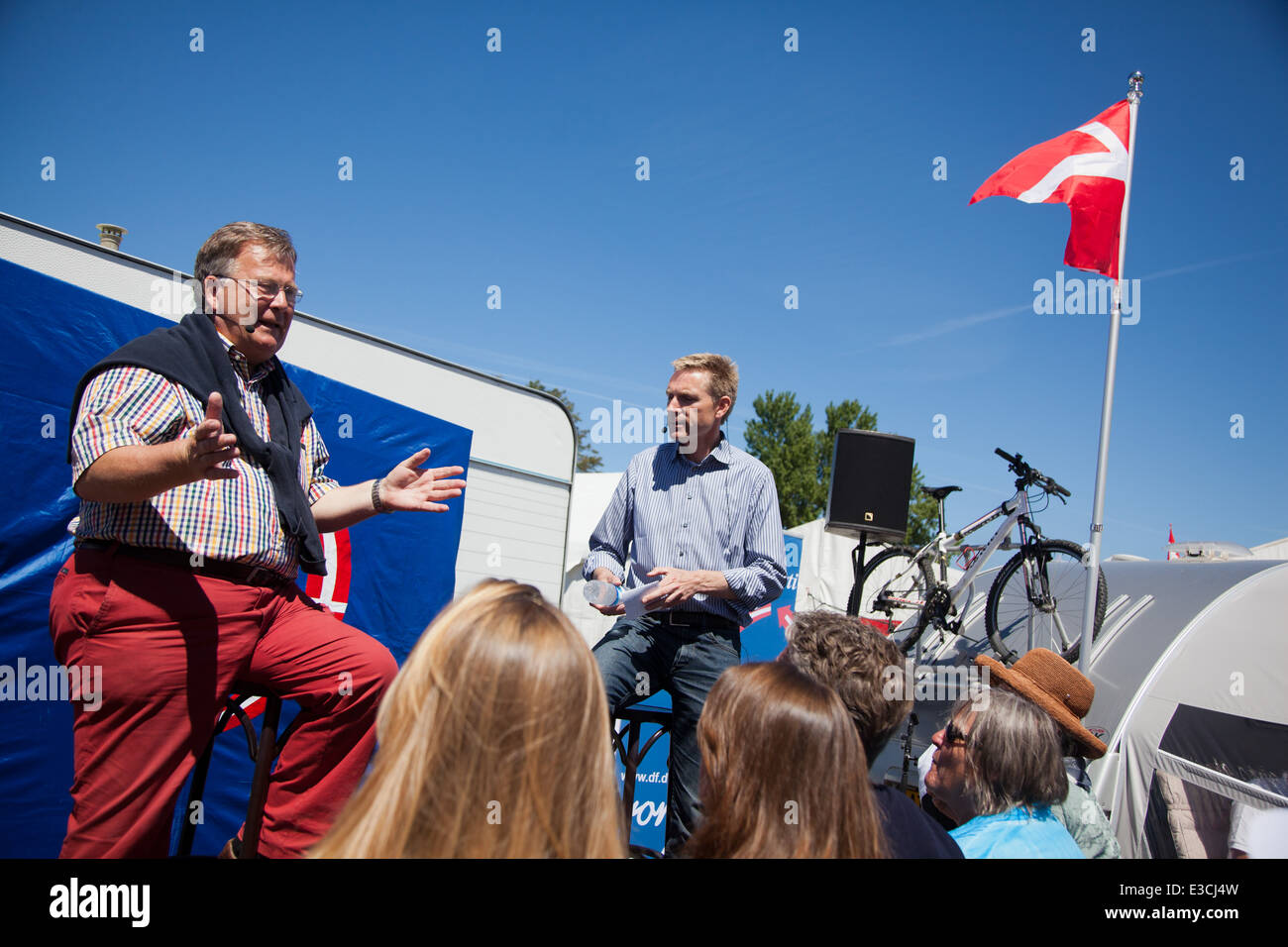 Folkemøde på Bornholm 2014. Kristian Thulesen Dahl fra DF og Claus Hjort Frederiksen fra Venstre. Foto Stock