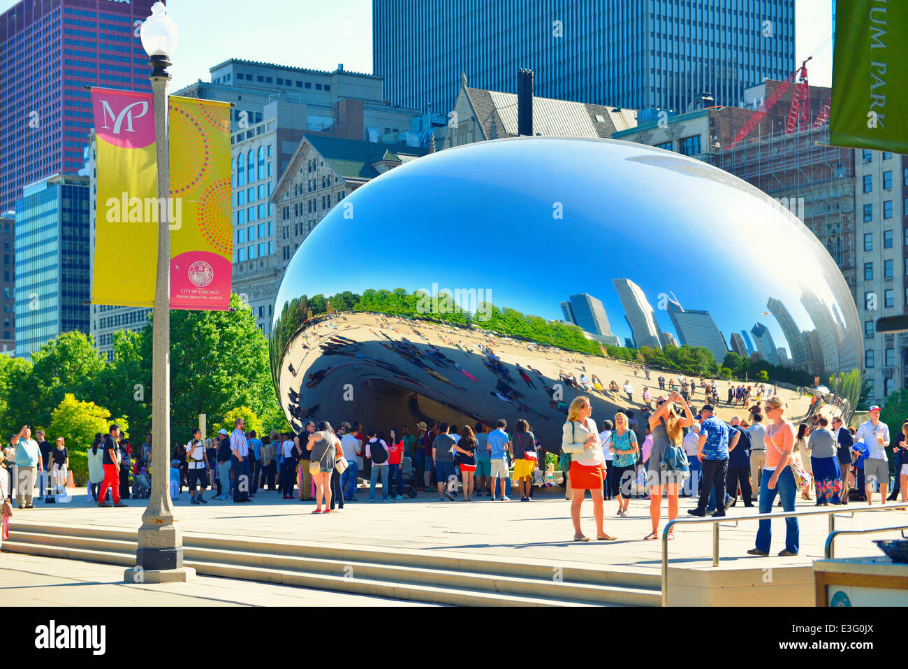 Cloud Gate, il fagiolo in Millennium Park, Chicago, Illinois Foto Stock