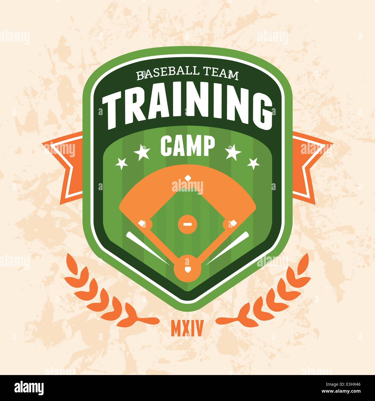 Baseball sport training camp emblema distintivo design Illustrazione Vettoriale
