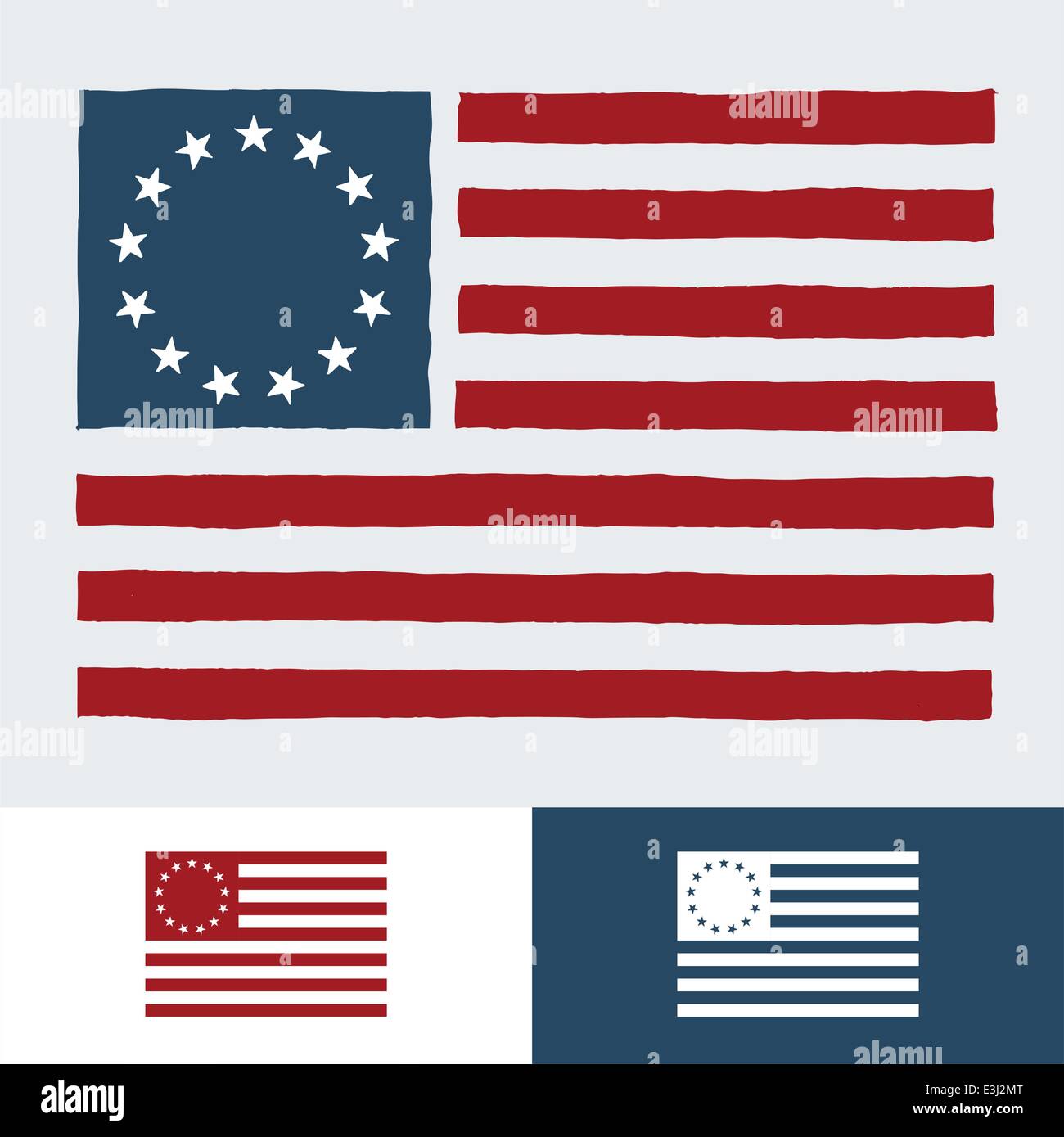 Vintage originale bandiera americana design con 13 stelle Illustrazione Vettoriale