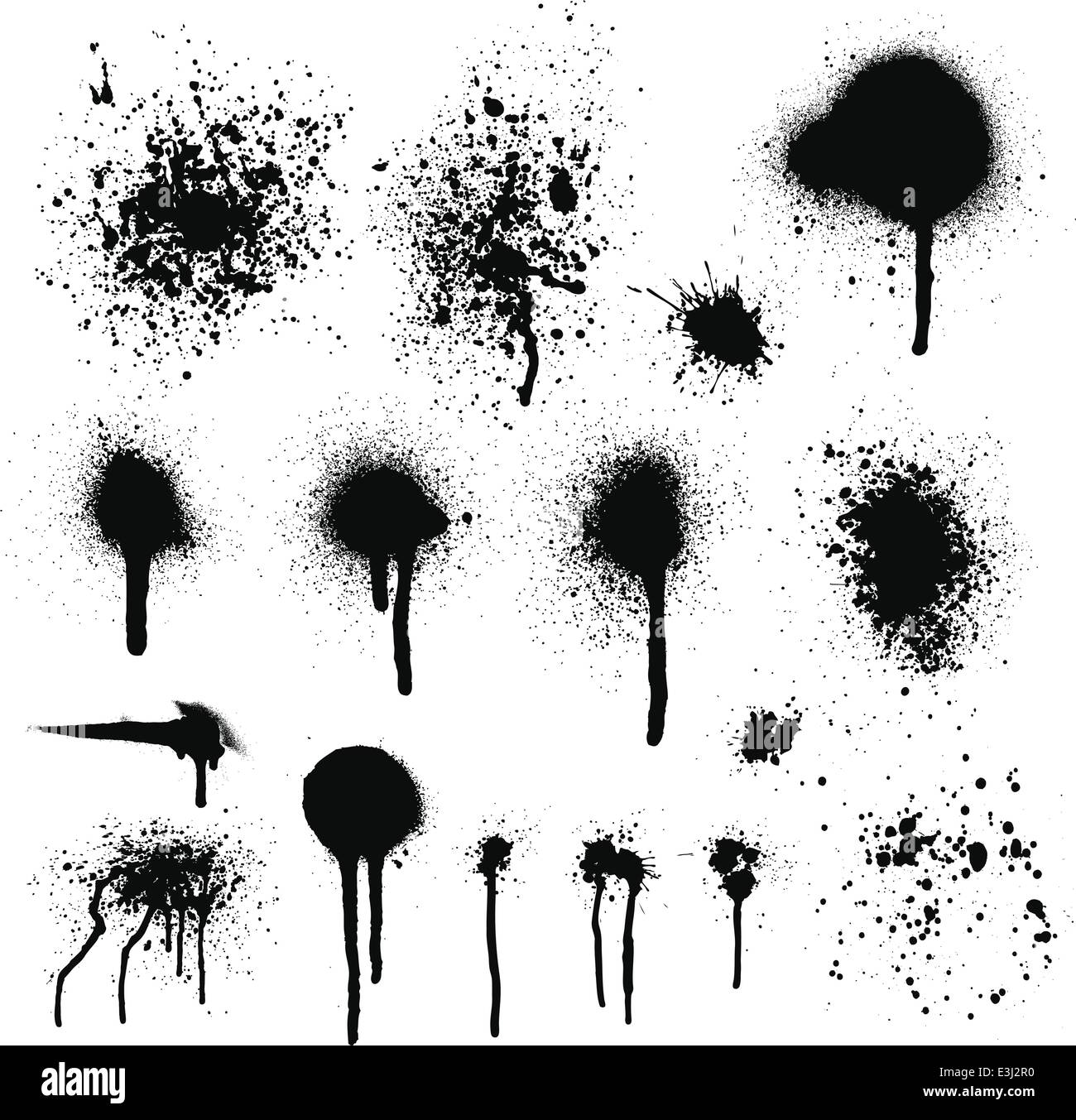 Graffiti di vernice spray elementi di design e schizza Illustrazione Vettoriale