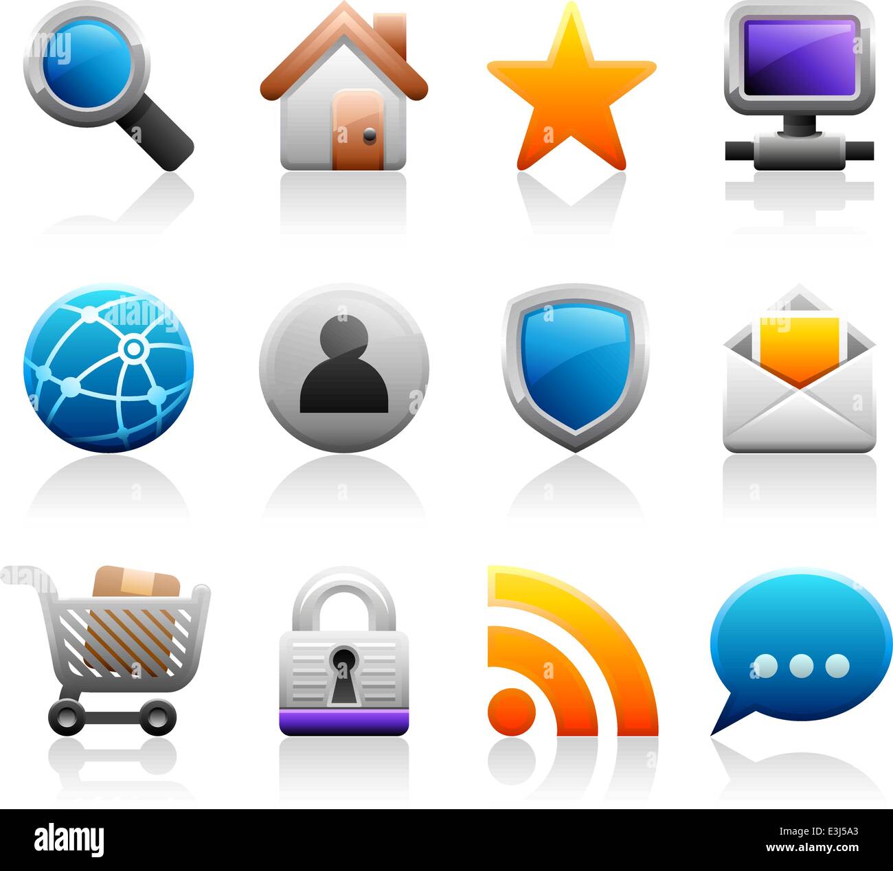 Set di 12 serie di titanio e web icone di internet Illustrazione Vettoriale