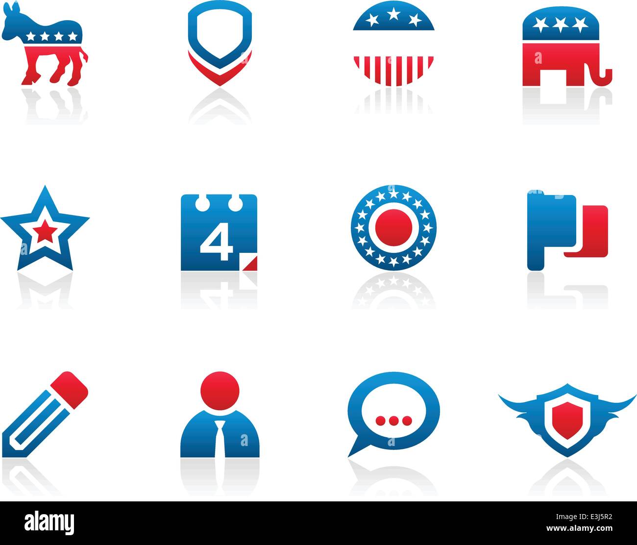 Set di 12 politico campagna elettorale icone e la grafica Illustrazione Vettoriale