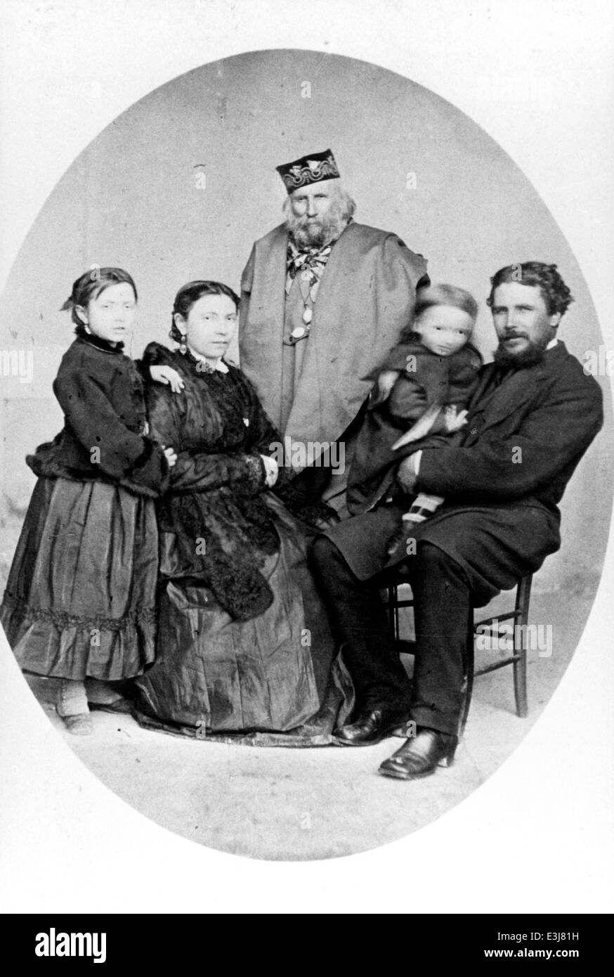Giuseppe Garibaldi a Caprera foto di famiglia Foto Stock