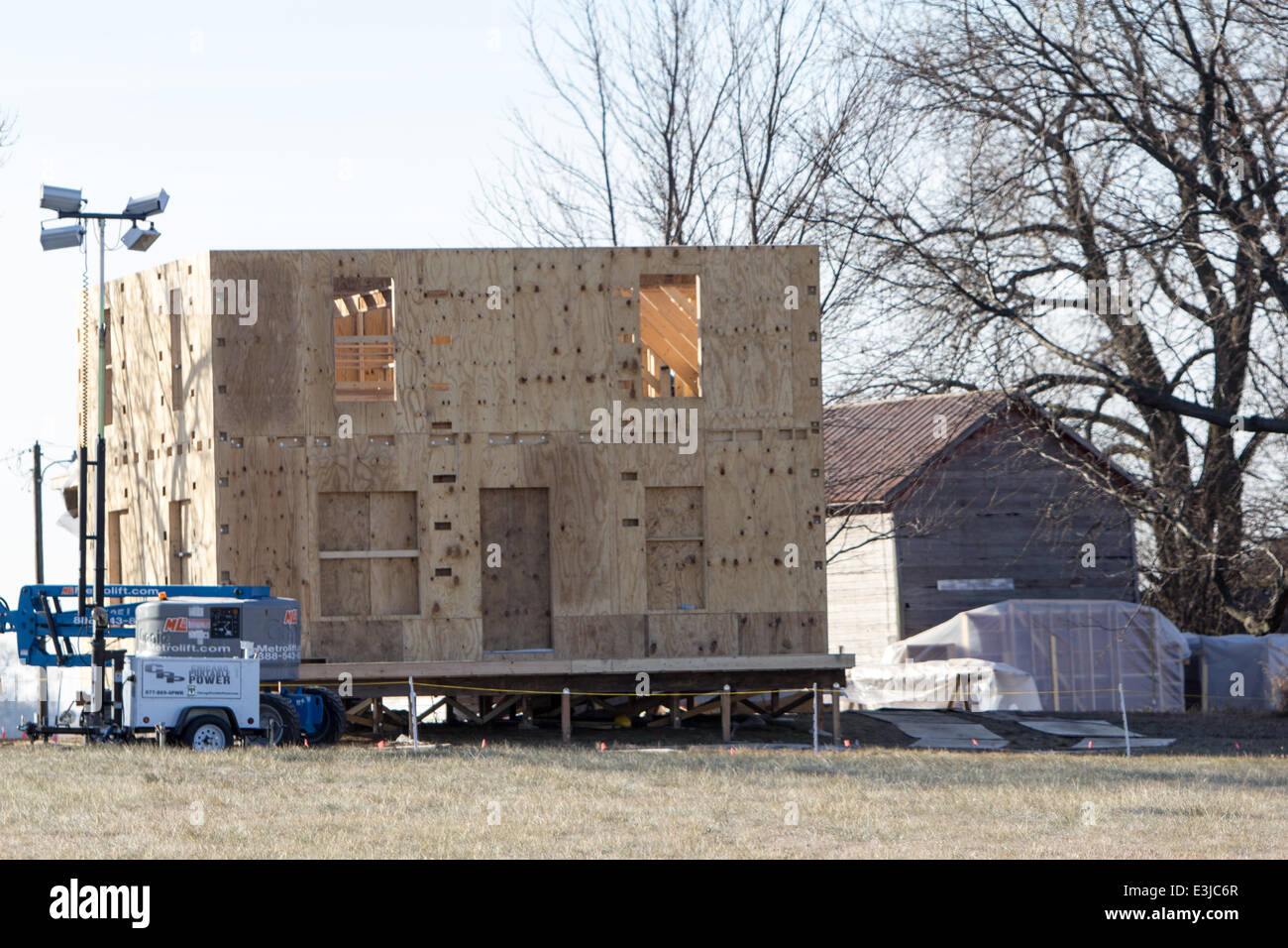 Batman vs Superman "Kent Farm" set cinematografico costruzione dove: Yorkville, Illinois, Stati Uniti quando: 29 Nov 2013 Foto Stock