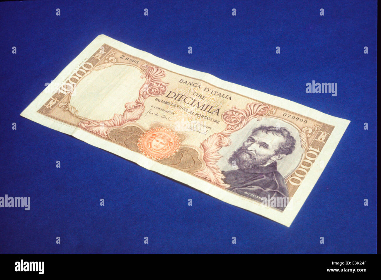 Dieci mila lire italiane,michelangelo,1962-1977 Foto Stock