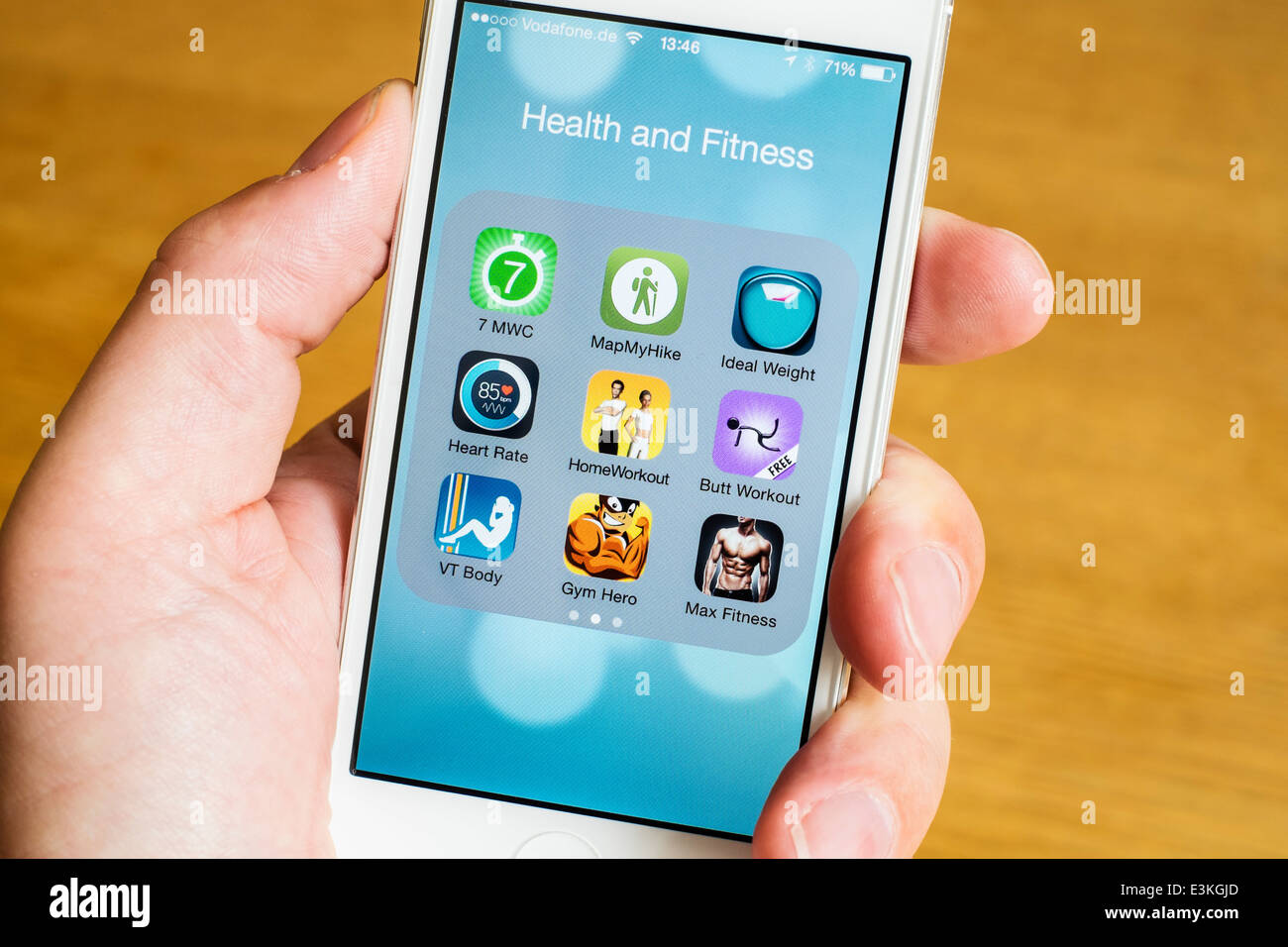 Dettaglio della salute molti ,sport e fitness app su un iPhone smart phone Foto Stock