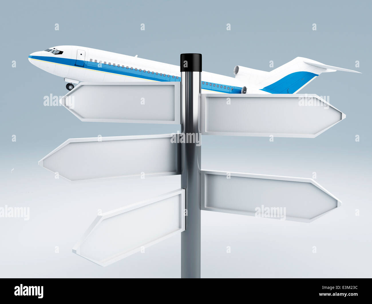 Immagine del velivolo e segnaletica.concetto di viaggio 3d Foto Stock