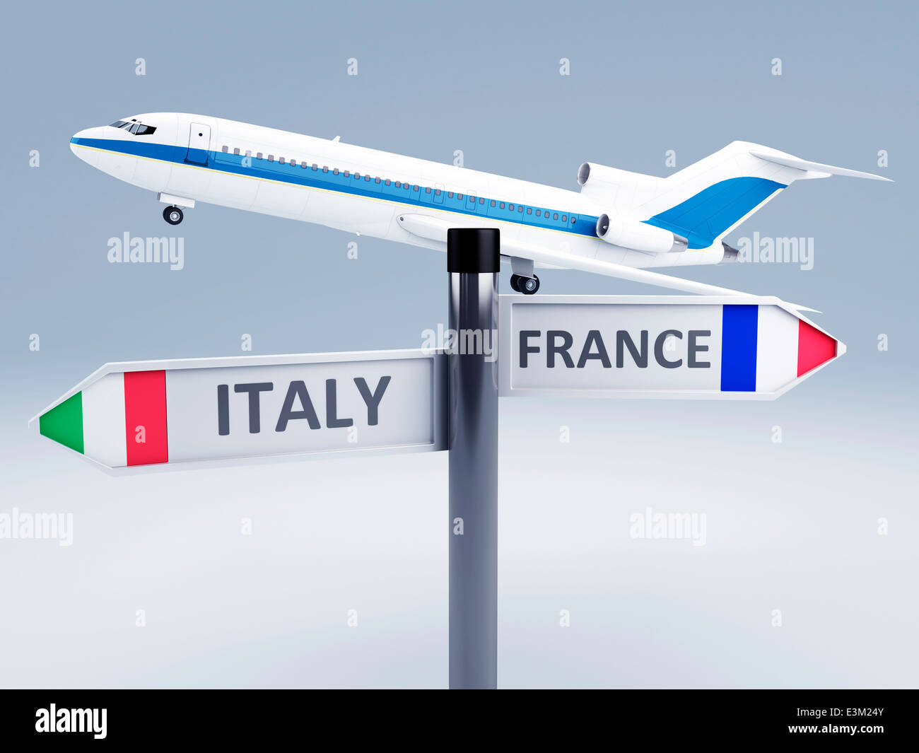 Immagine del velivolo e segnaletica.concetto di viaggio 3d Foto Stock