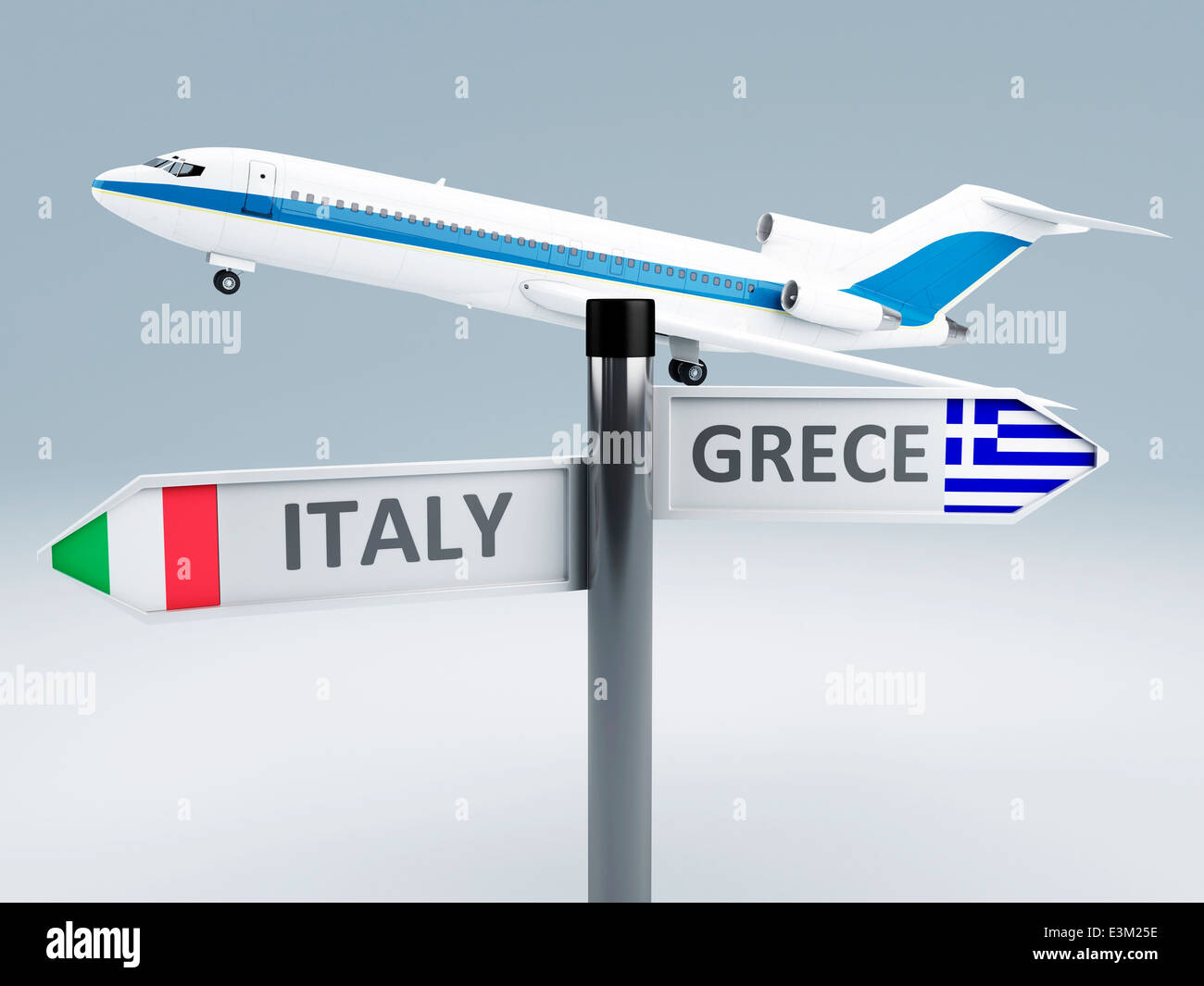 Immagine del velivolo e segnaletica.concetto di viaggio 3d Foto Stock