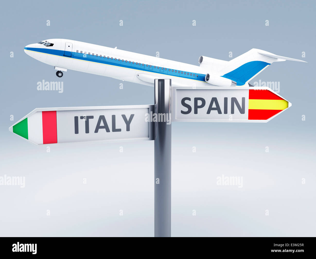 Immagine del velivolo e segnaletica.concetto di viaggio 3d Foto Stock