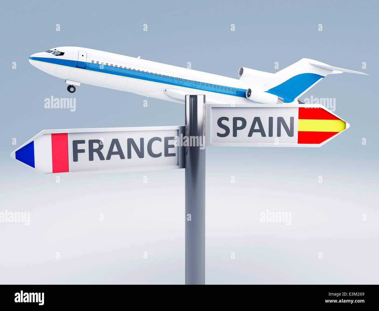 Immagine del velivolo e segnaletica.concetto di viaggio 3d Foto Stock