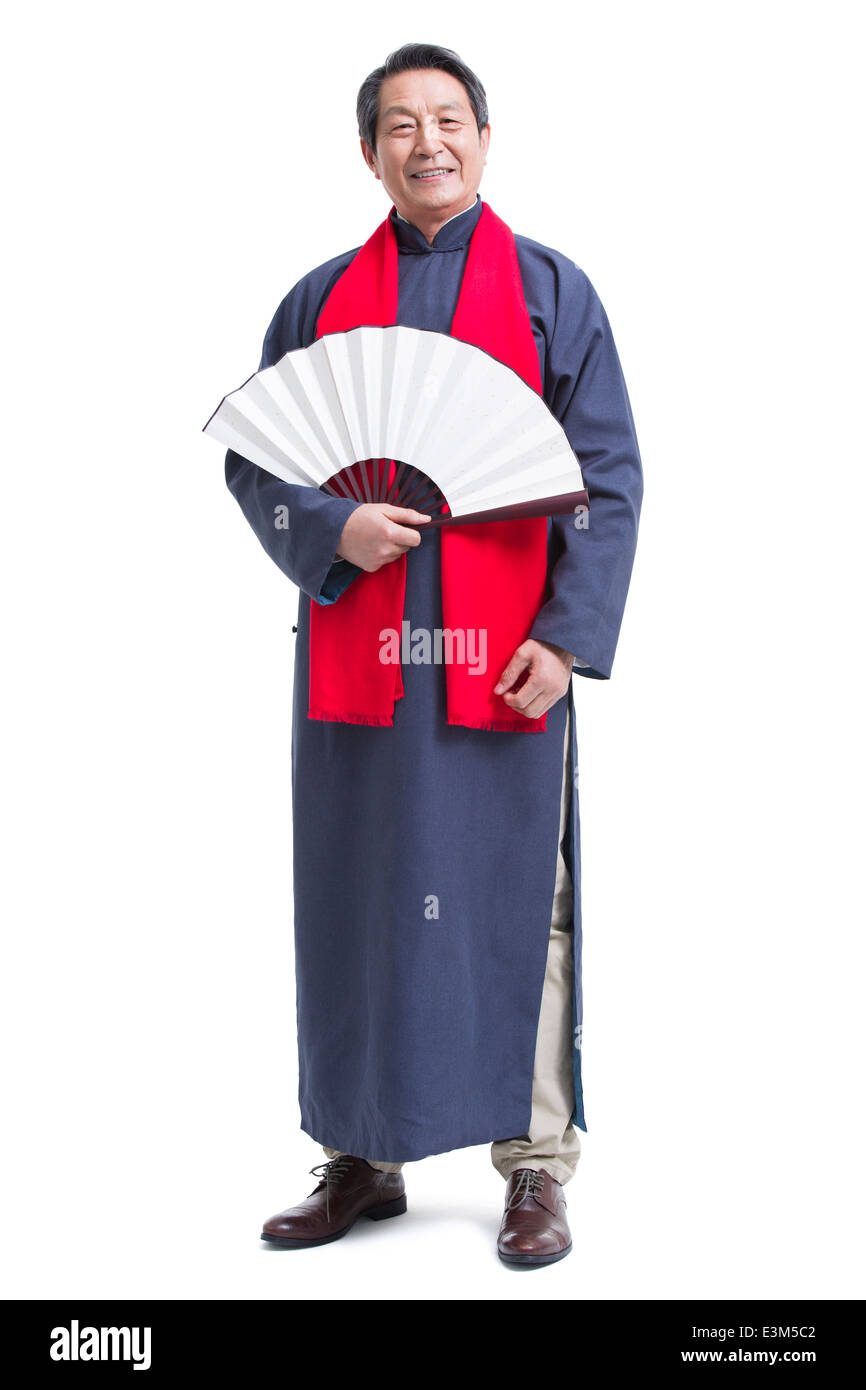Felice l'uomo senior per celebrare il capodanno cinese Foto Stock