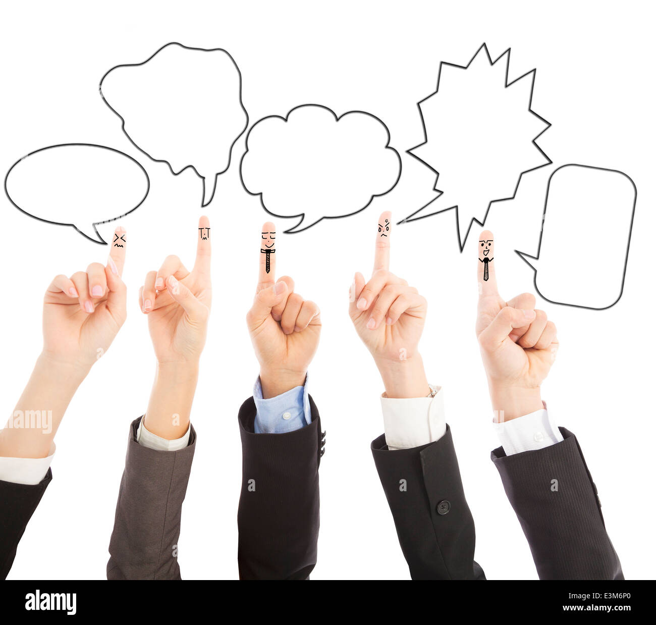 Dipinto di espressioni facciali sul dito e modulo di dialogo Foto Stock