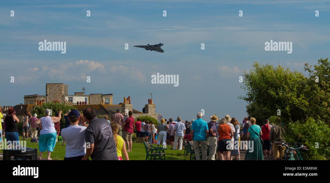 Bombardiere Vulcan aerei militari precedentemente utilizzato da RAF britannica presso il Weston Air Festival Weston-super-Mare 22 Giugno 2014 Foto Stock