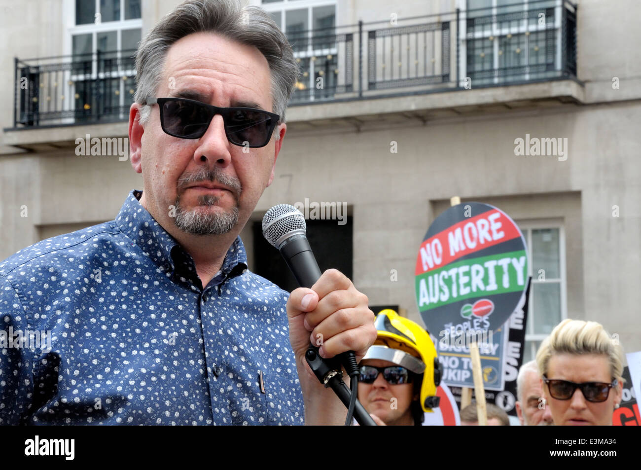 John Rees - British attivista politico, emittente, scrittore e membro di fermare la guerra coalizione - Londra, 21 giugno 2014 Foto Stock
