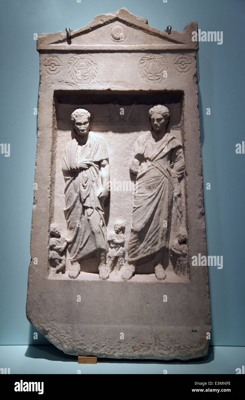 Tomba di rilievo con iscrizione Diodotos.periodo ellenico. Foto Stock