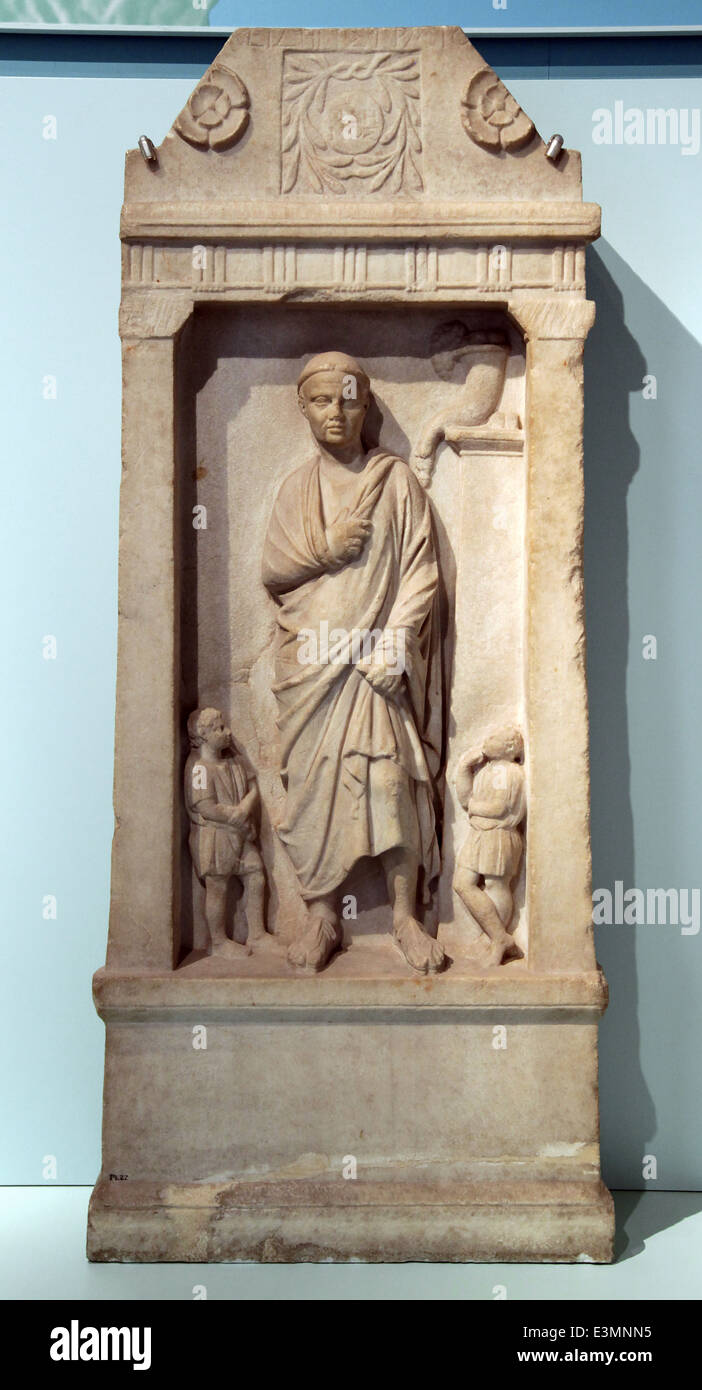 Tomba di rilievo con iscrizione Stratokleides.periodo ellenico. Foto Stock