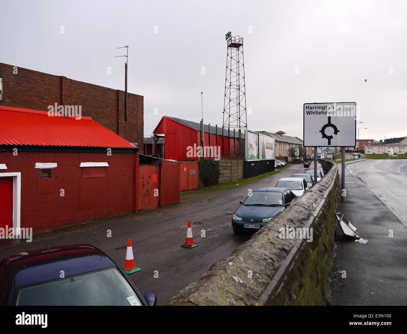 Esterno di Borough Park. Home Terra di Workington AFC. Foto Stock