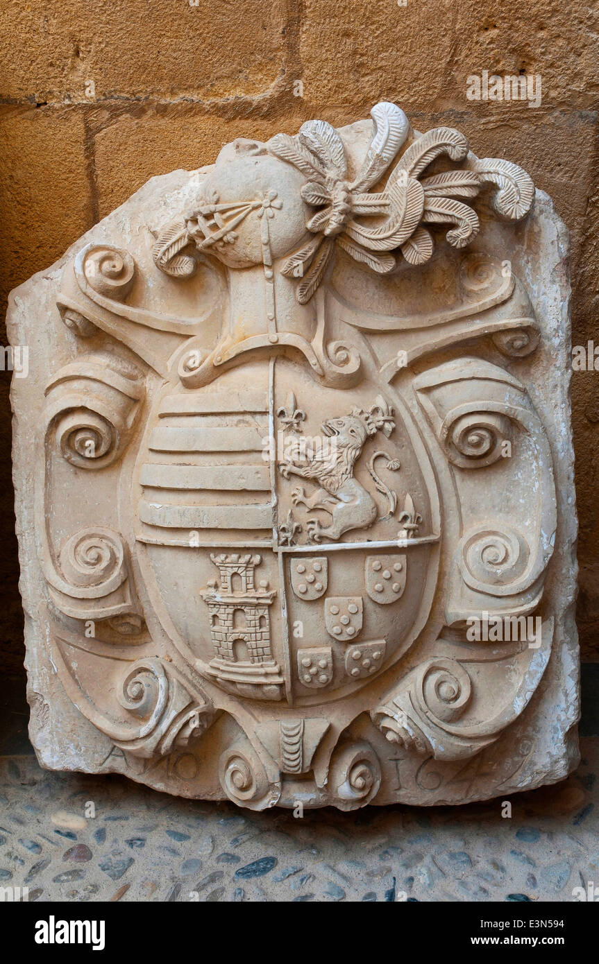 Scudo araldico, il Cabildo Case, La Mota Fortezza, alcala la real jaen-provincia, regione dell'Andalusia, Spagna, Europa Foto Stock