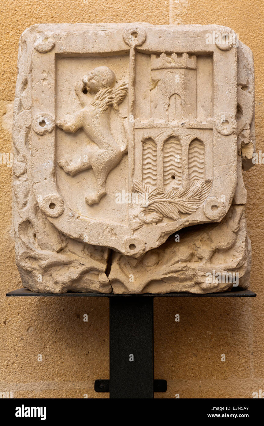 Scudo araldico, il Cabildo Case, La Mota Fortezza, alcala la real jaen-provincia, regione dell'Andalusia, Spagna, Europa Foto Stock