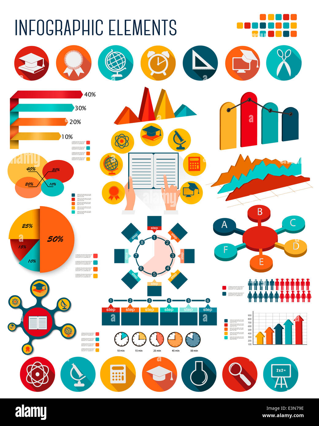 Grande set di istruzione infographics elementi. Vettore. Foto Stock