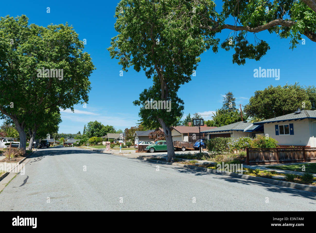 Una strada tranquilla in Atherton, California Foto Stock