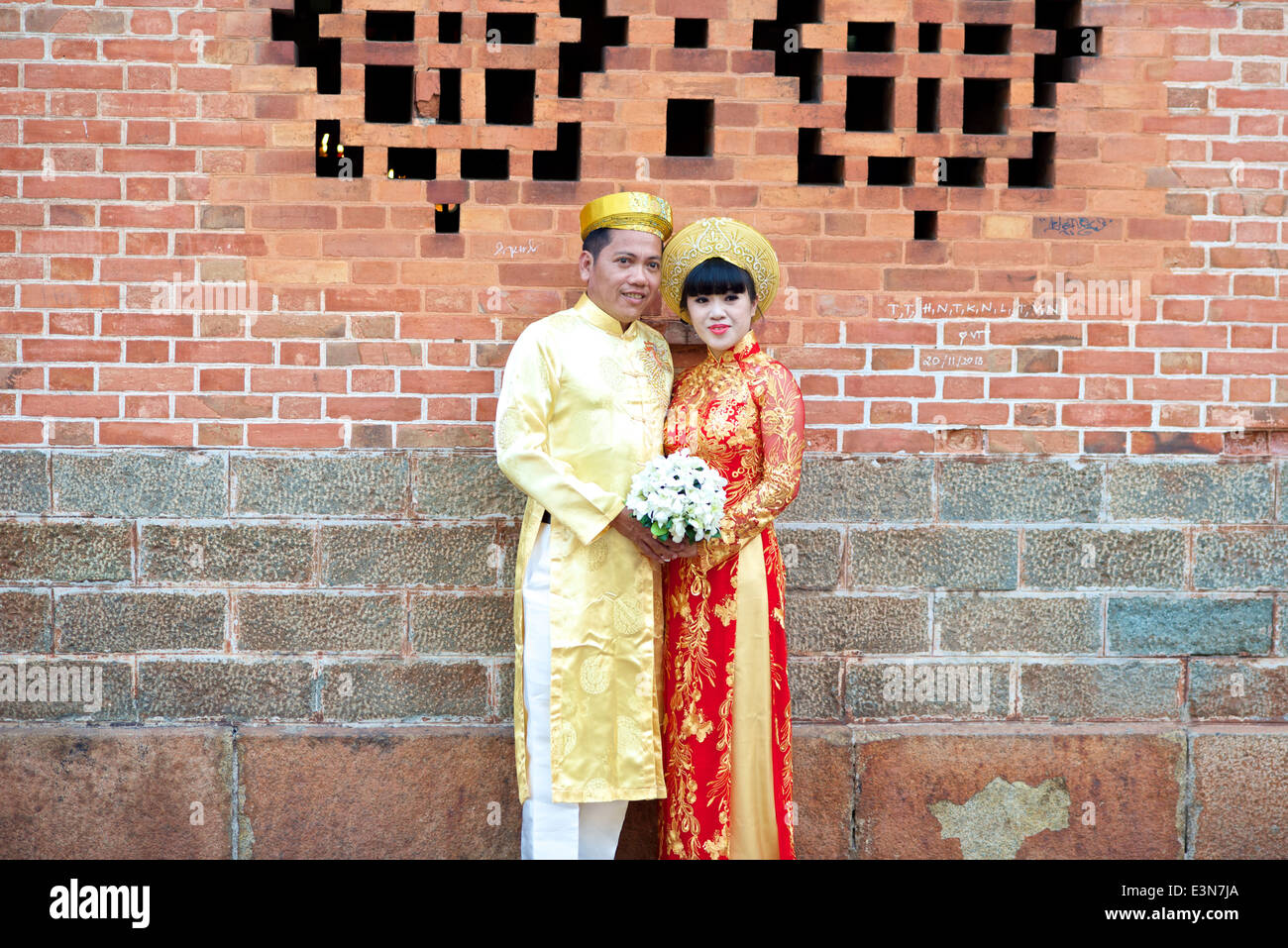 La città di Ho Chi Minh, Vietnam - Marzo 3, 2014: Tradizionale Matrimonio in Ho Chi Minh City. Foto Stock