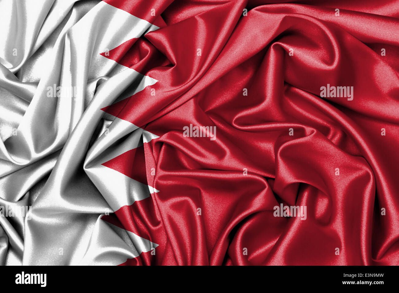 Bandiera di raso, stampato con la bandiera del Bahrain Foto Stock