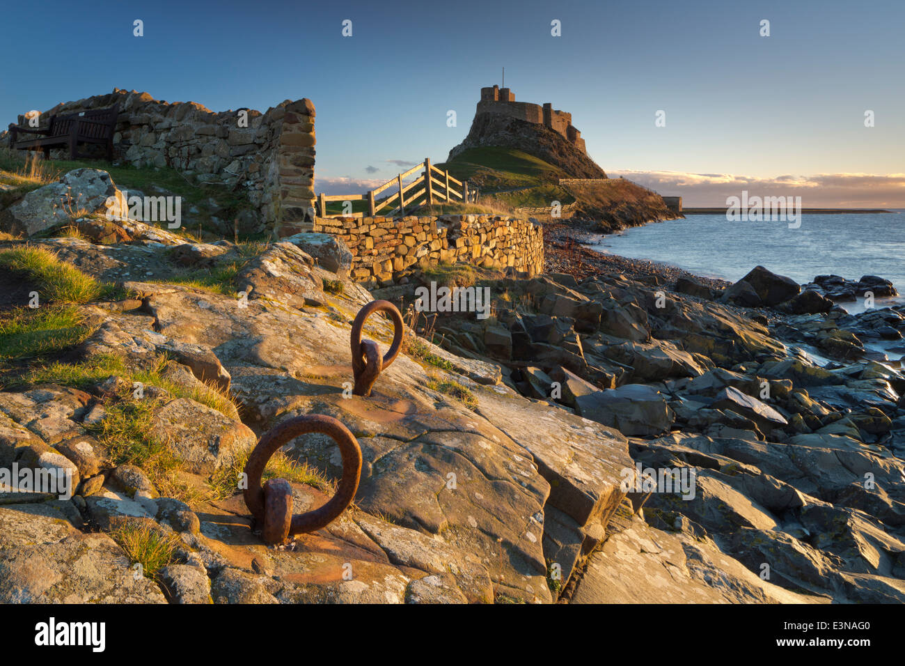 Lindisfarne Castle Isola Santa. Foto Stock