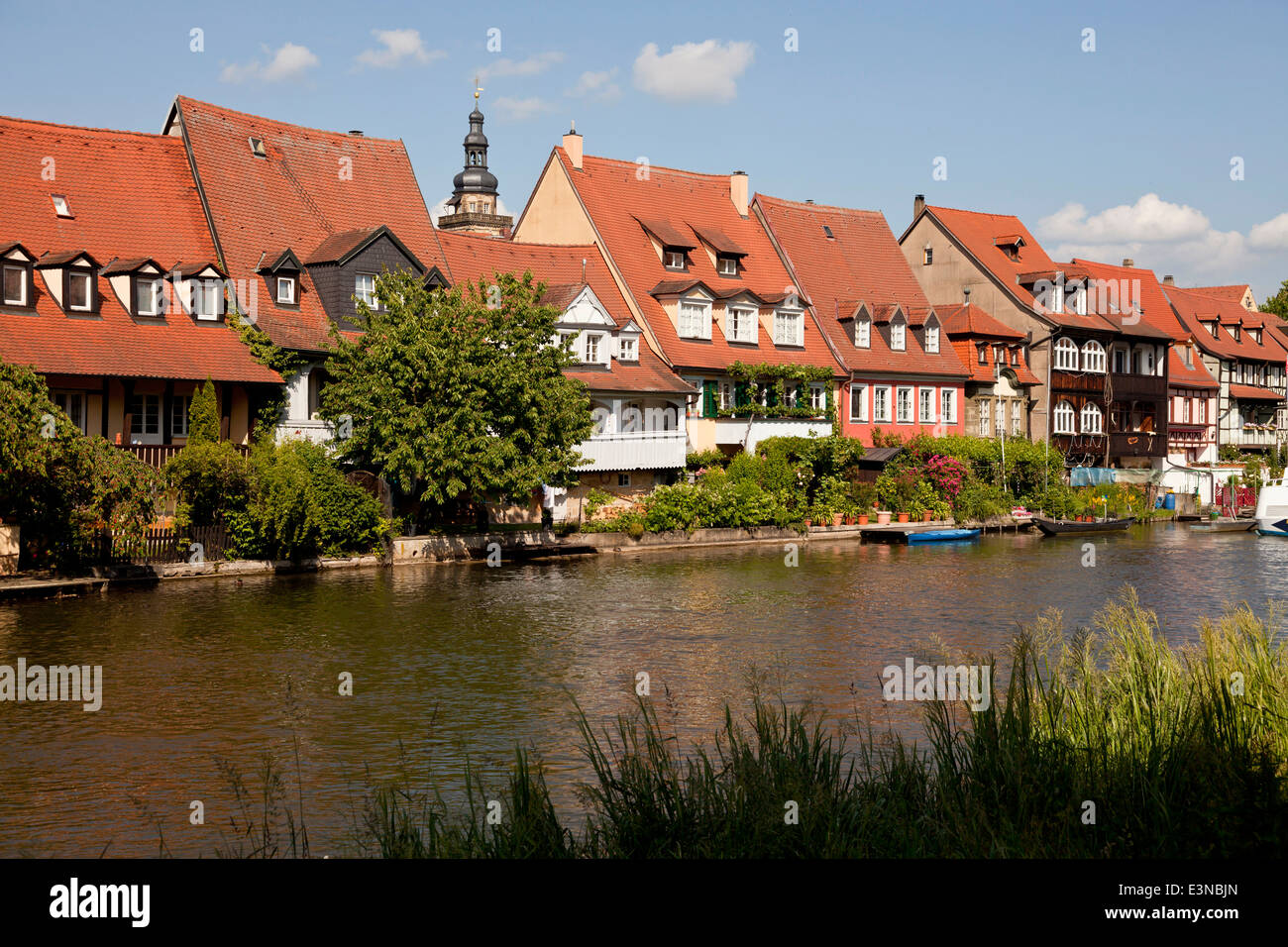 Klein-Venedig ("Piccola Venezia"), ex case di pescatori presso il fiume Regnitz, centro storico della città di Bamberg, Franconi superiore Foto Stock