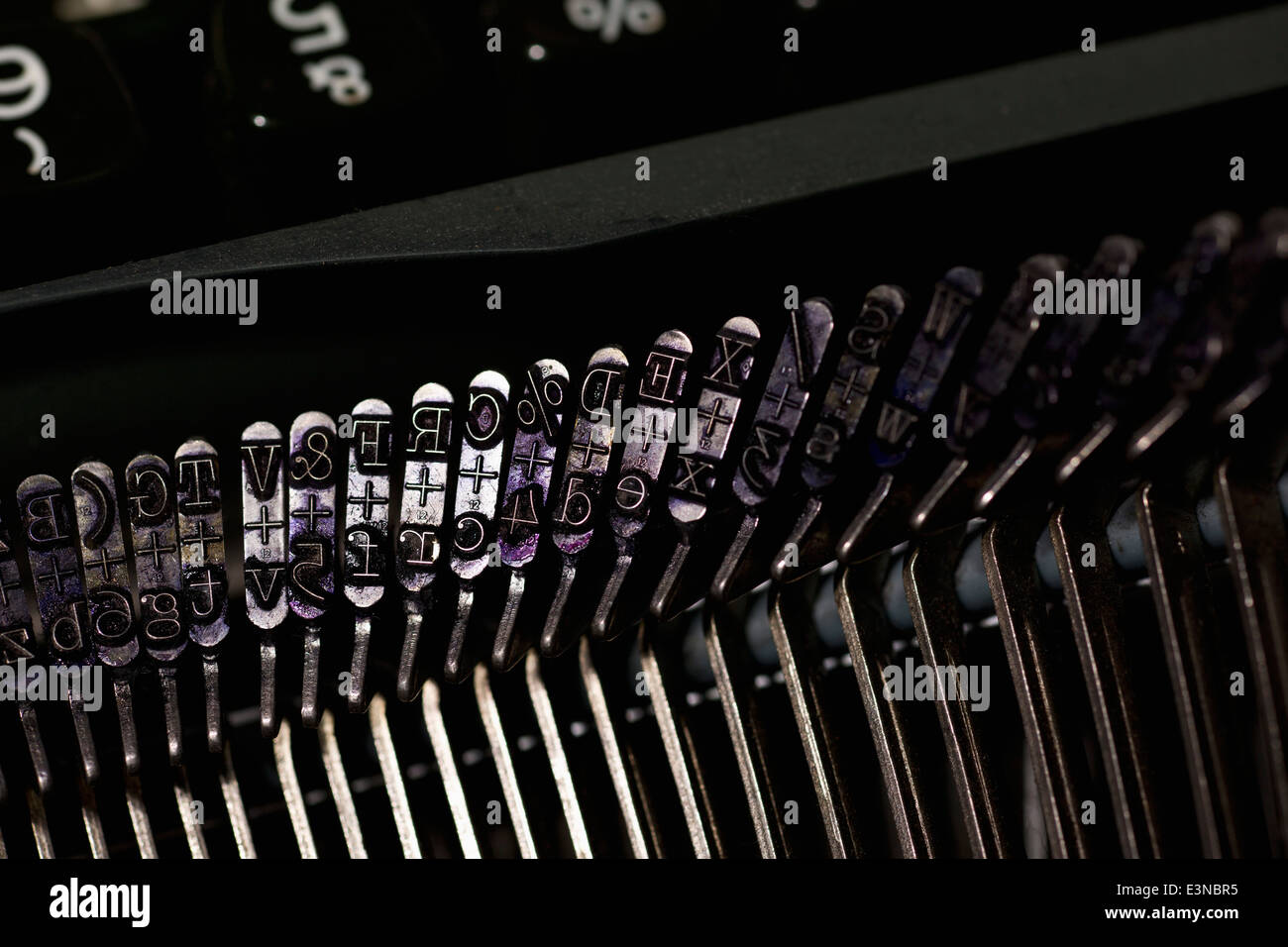 Elevato angolo di visione dei tasti di una macchina da scrivere Foto Stock