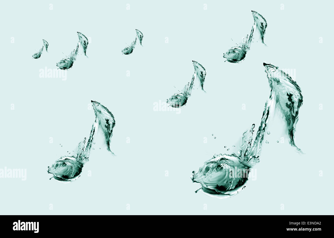 Acqua sparsi note musicali Foto Stock