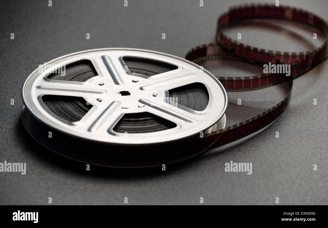 Motion Picture bobina di pellicola sul tavolo Foto Stock