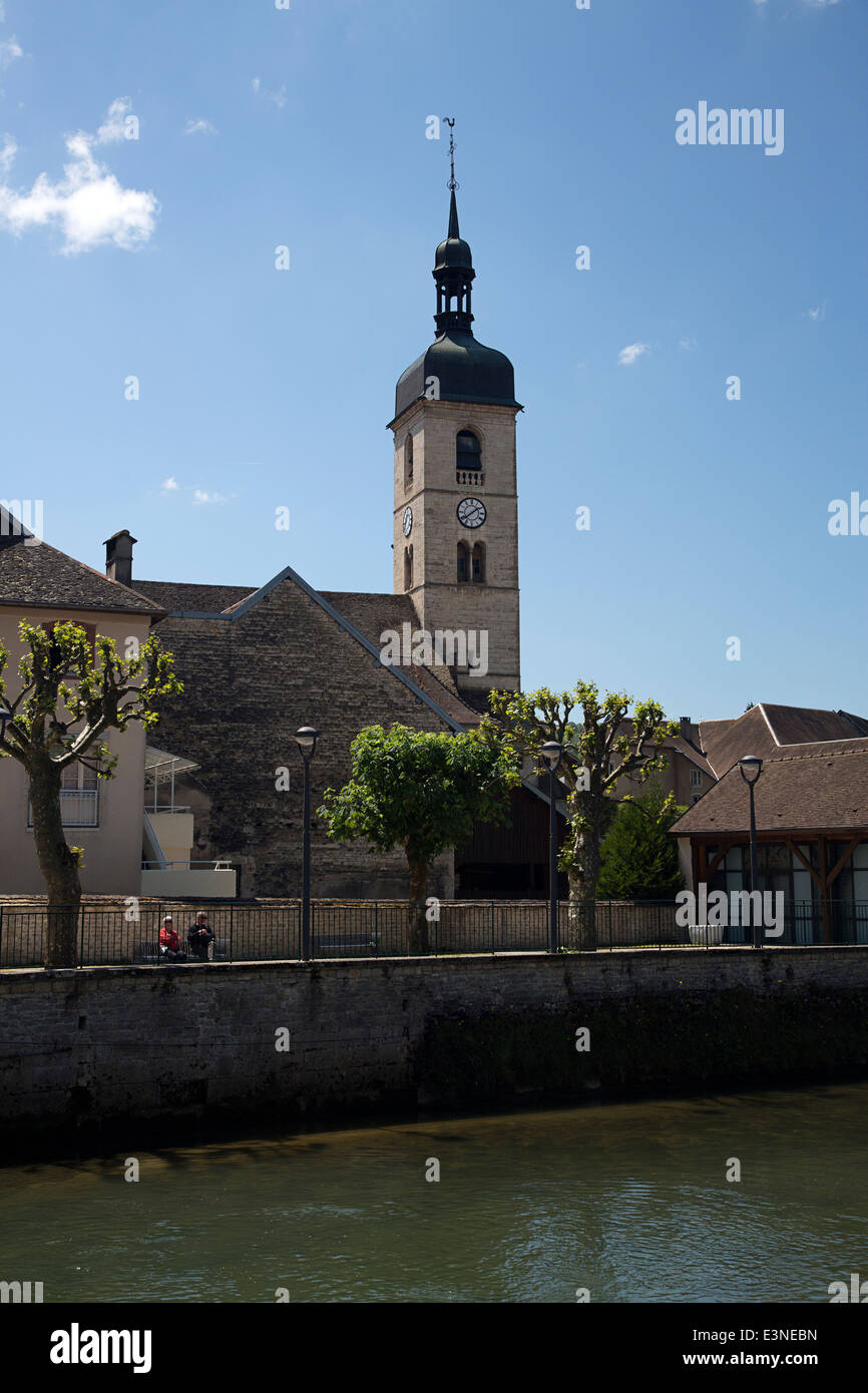 Saint Laurent Chiesa, Ornans, Franche-Comté, Doubs, Francia Foto Stock